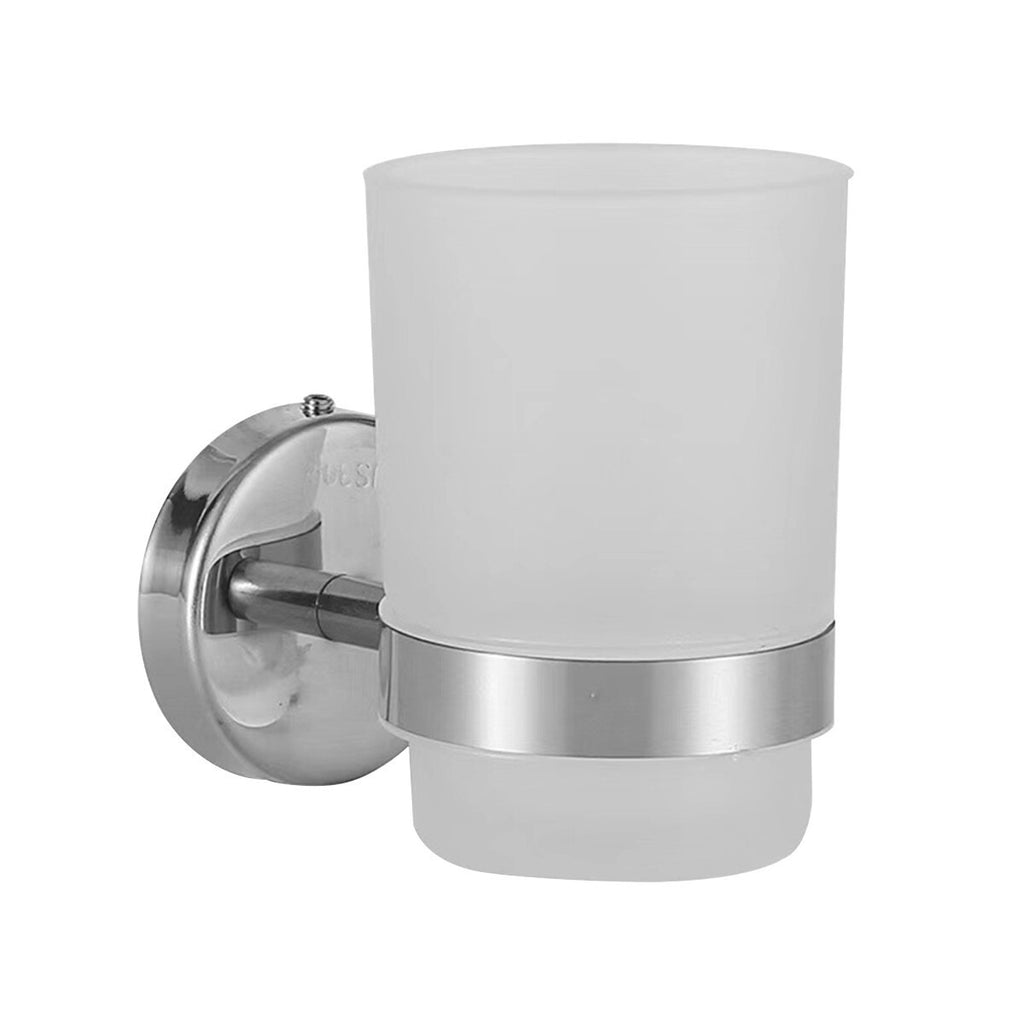 Stainless Steels Toothbrush Holder Wall Mounted Tumbler Bathroom Storage Shelf