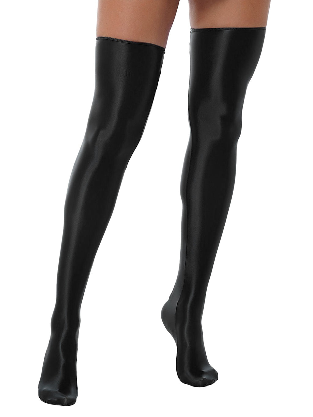 1 Pair Womens Oil Shiny Stockings Stretchy Footed Thigh High Stockings Lingerie
