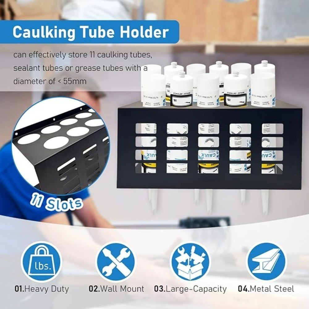 *11 Holes Silicone Sealant Tube Holder Mastic Caulk Storage Rack for Van Racking