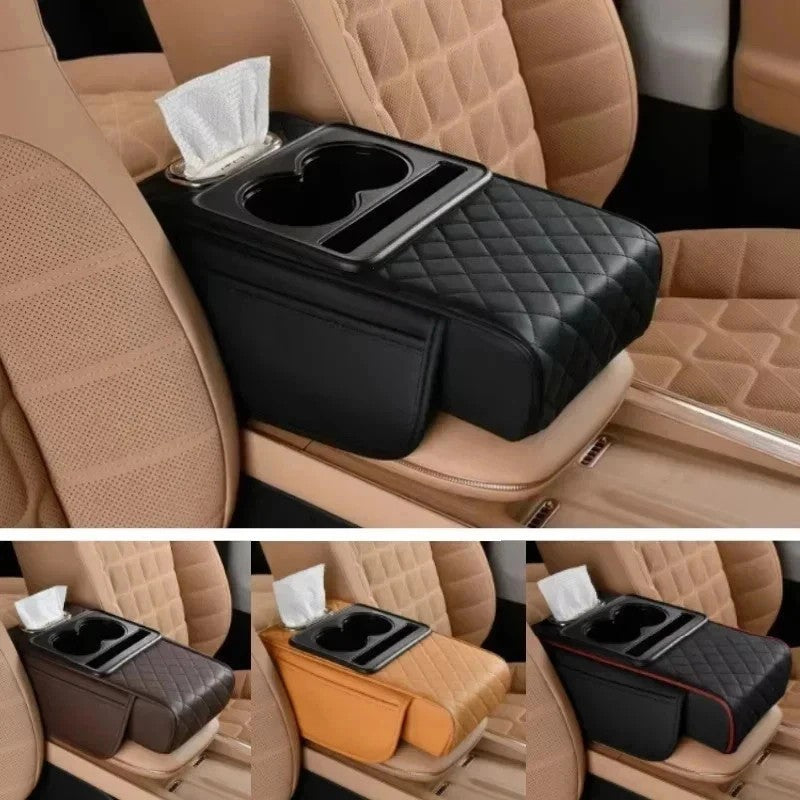 Portable Armrest Pad PU Leather Storage Box Center Console Armrest Cushion Car