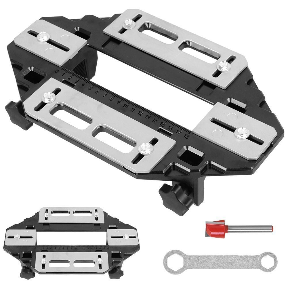 Wooden Door Hinge Jig Lock Guide Plate Router Bit Woodworking Slotting Locator