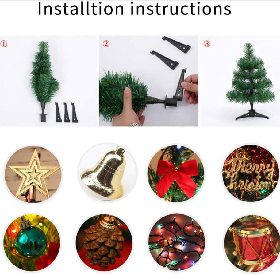 30cm Mini Small Christmas Tree with LED Lights Xmas Tabletop Rtificial Ornament