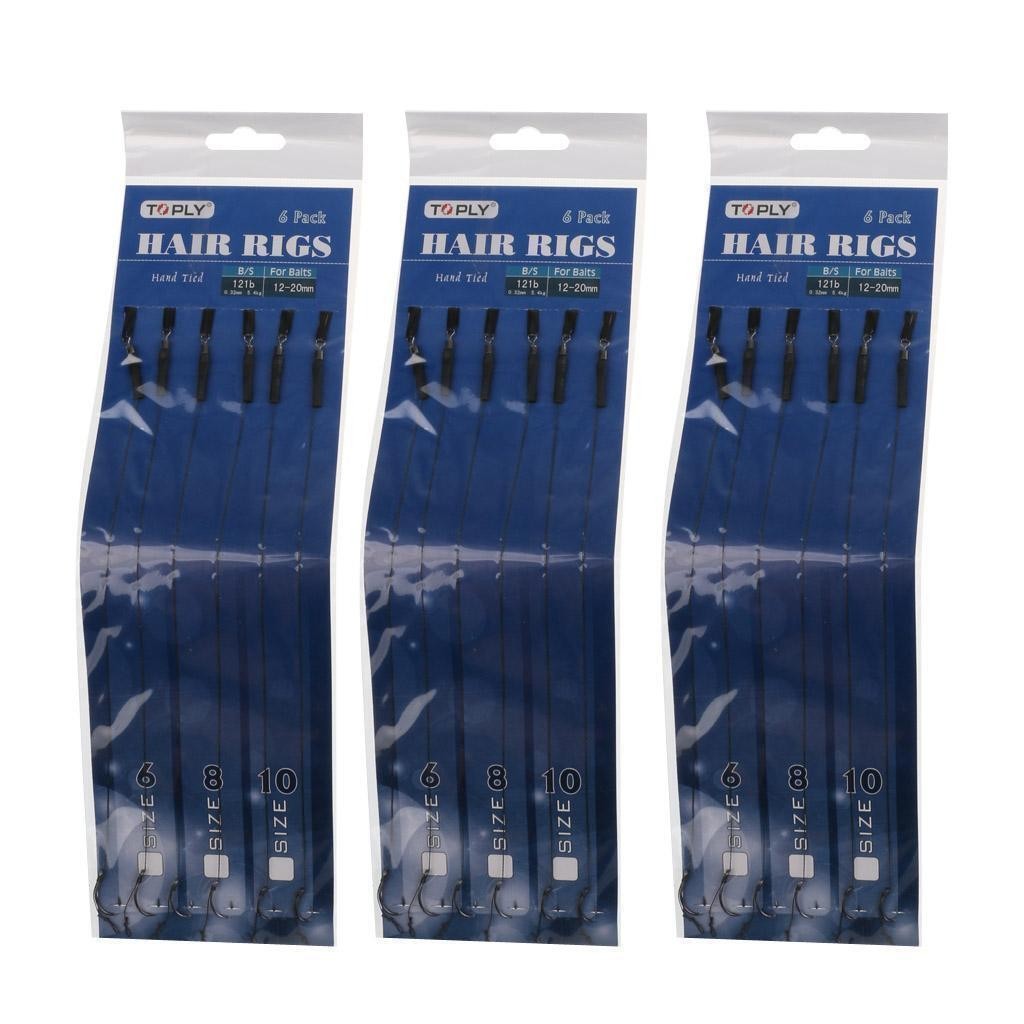 18pcs/lot Carp Hair Rigs Assorted Fishing Barbless Hooks for