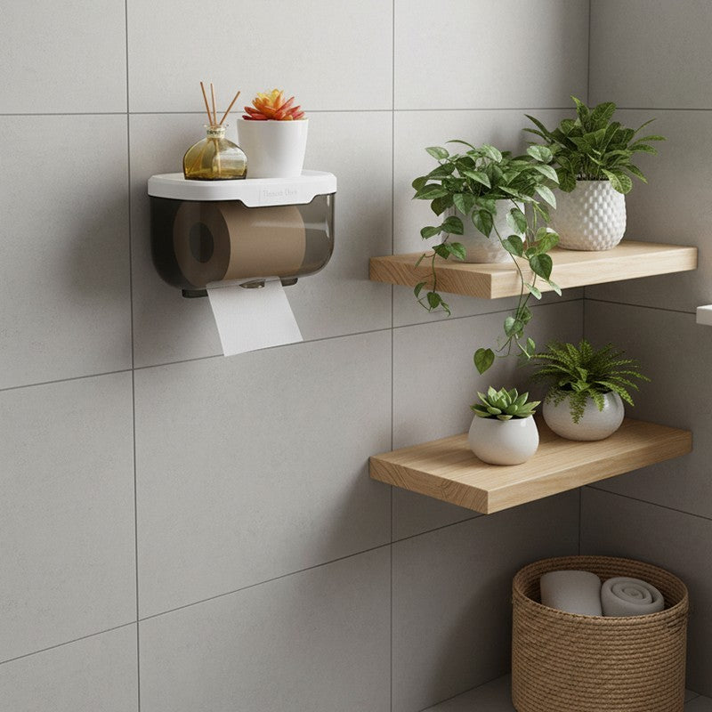 Wall Mounted Toilet Paper Holder Waterproof Tissues Box Shelf Bathroom Organizer