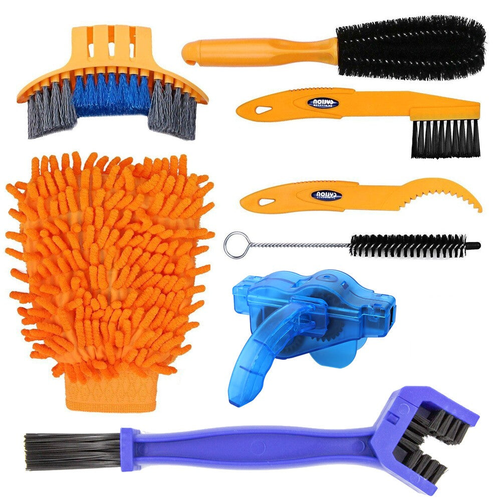 Bike Cleaning Brush Set 8 Pieces Mountain Road City BMX Bicycle Kit