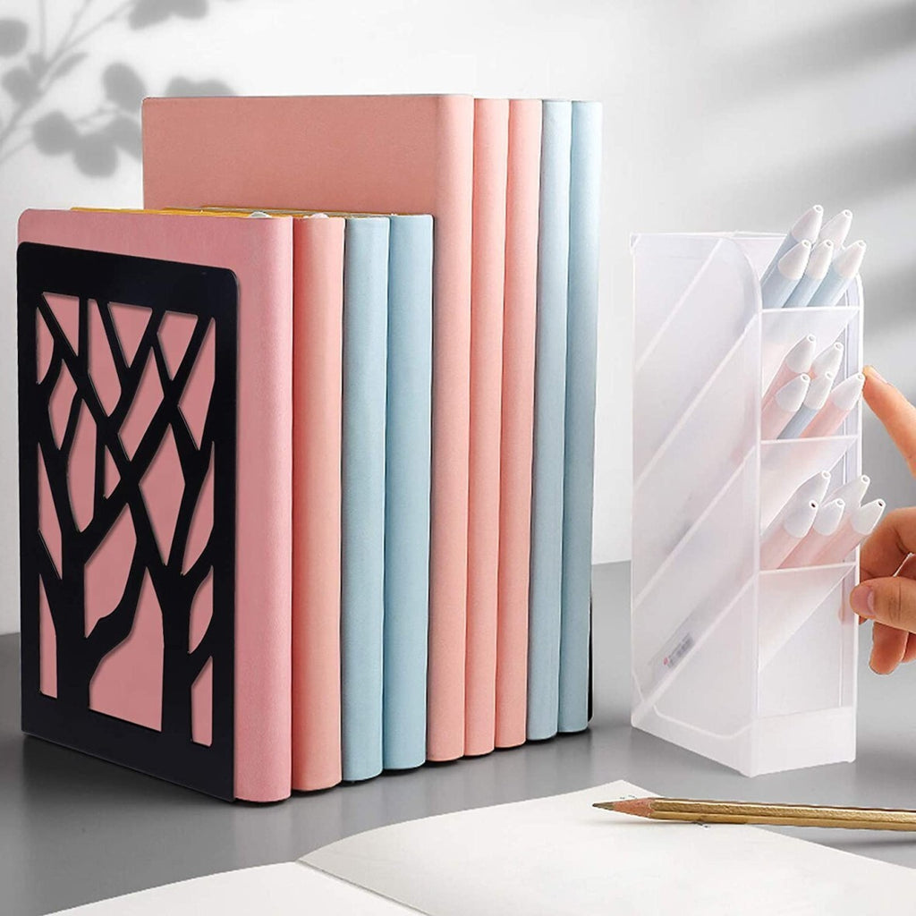 2 Pairs Decorative Heavy Duty Metal Bookends Book Ends 6.7'' Office Stationery