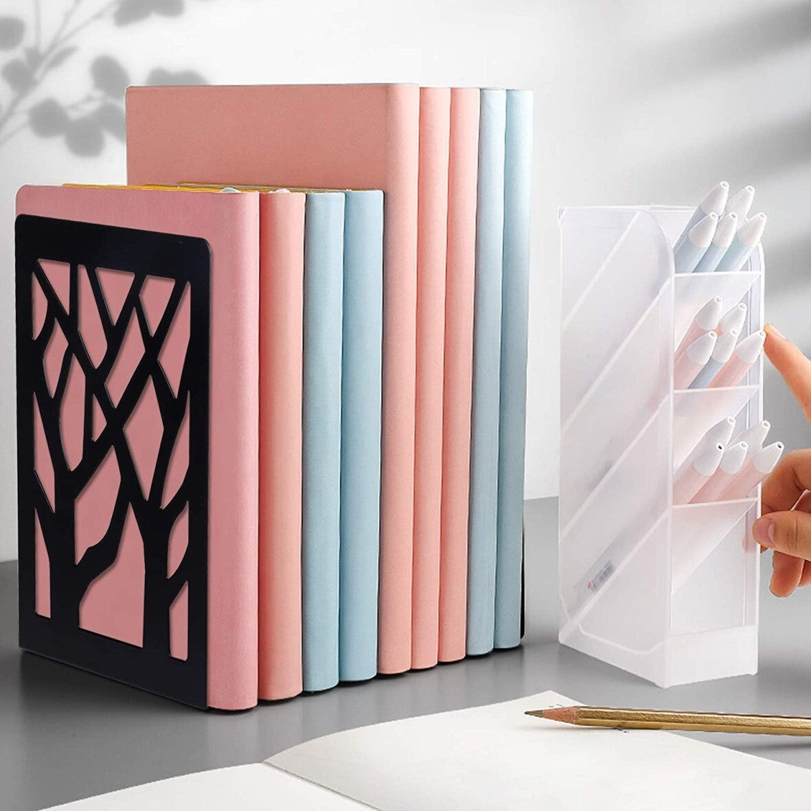 2 Pairs Decorative Heavy Duty Metal Bookends Book Ends 6.7'' Office Stationery