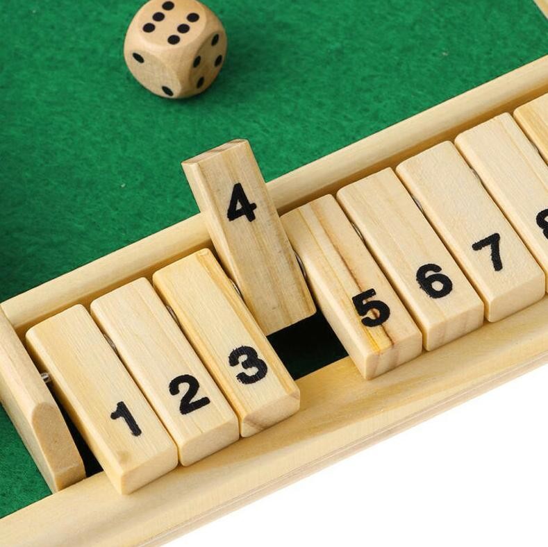Pub Bar Party Supplies Flaps & Dices Game Wooden Shut The Box Dice Board Game