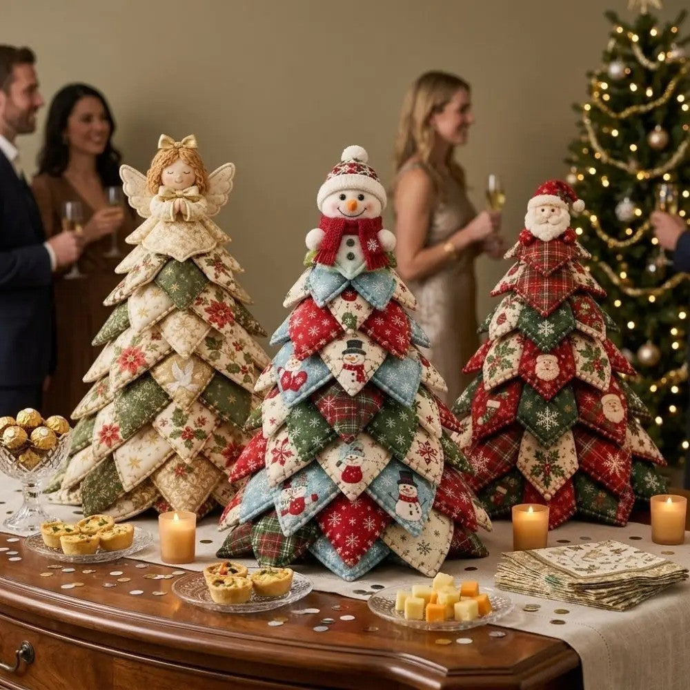 2026 Christmas Halloween 3D Quilted Fabric Tree Kit DIY Patchwork Craft Decor UK