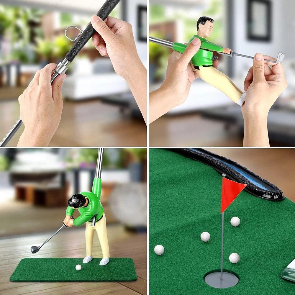 Indoor Mini Golfing Game Kit Golfs Toy Set w/Green Pad Putter Christmas Gifts
