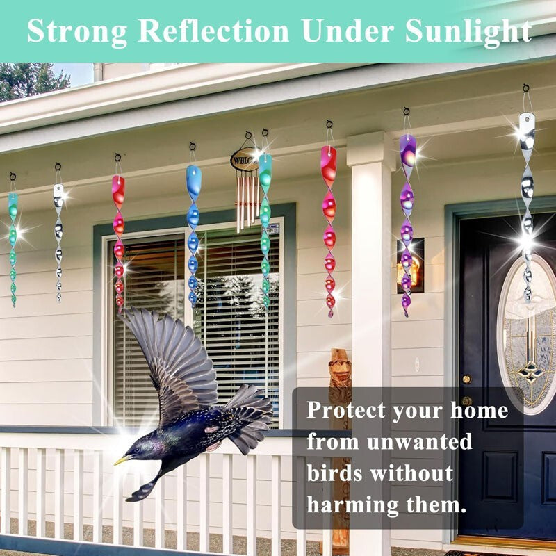 10Pcs Bird Repellent Rods | Reflective Spiral Scare Pigeon Deterrent Garden Wind