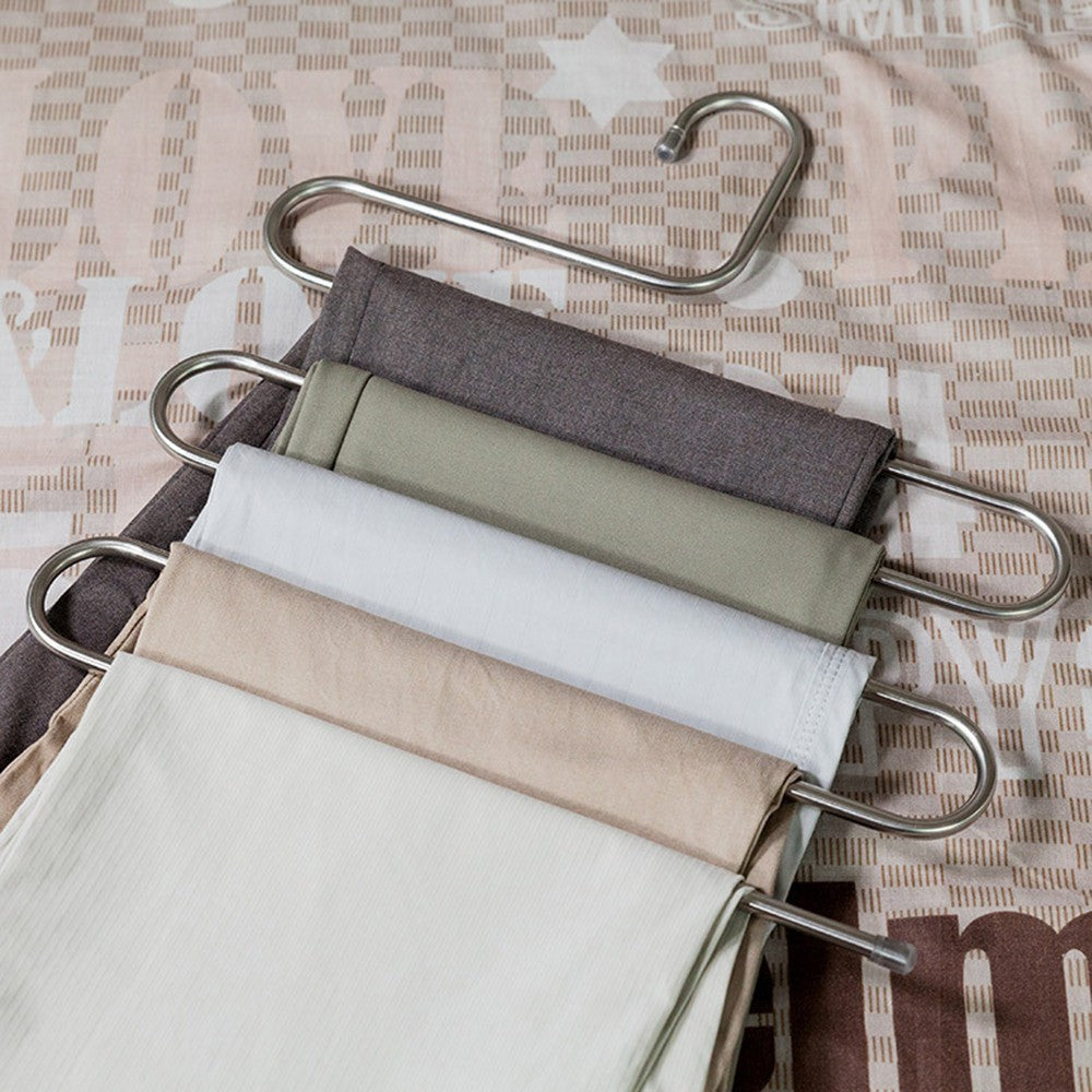 3X Space Saver Clothes Pants Trouser Hanger Multi Layer Storage Closet Organizer