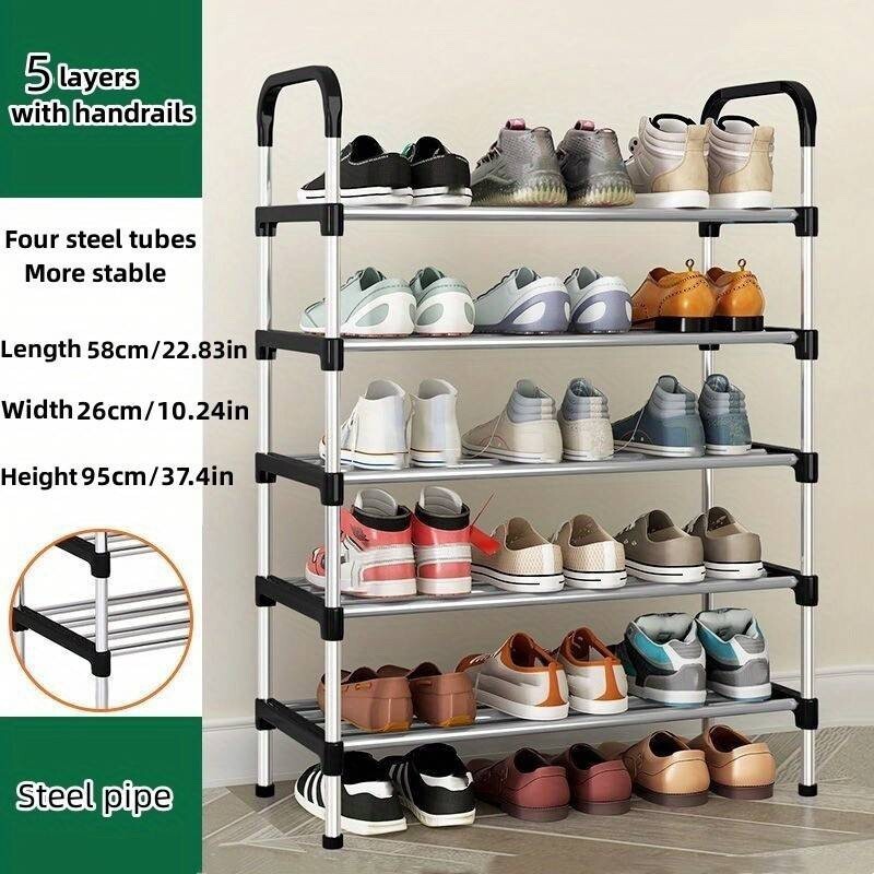 Shoe Rack 5 Tier Stand Compact Space Saving Shoes Storage Organiser Shelf Steel