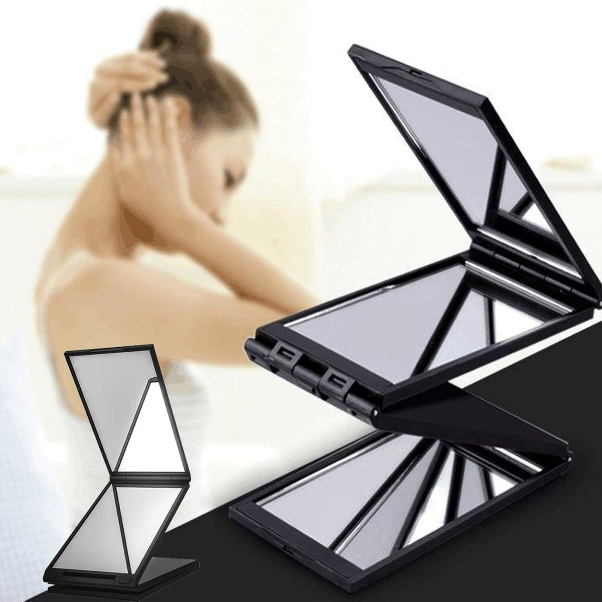 Nishomee Mirror, 4-Sided Folding Mirror, Multi Angle Folding 360 Degree Compact