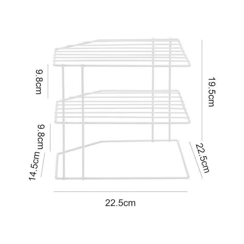 3‑Tier Kitchen Corner Plate Rack Metal Plate Stand Cupboard Bowl Dish Storage