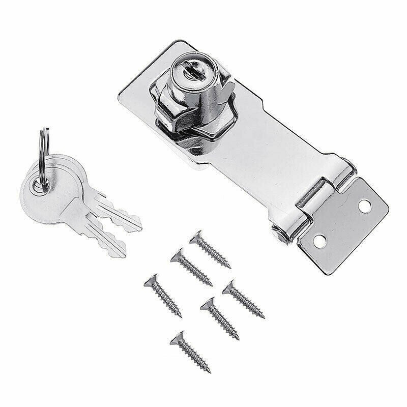 Heavy-Duty Locking Hasp And Staple With Keys Padlock Cupboard Shed Garage Lock