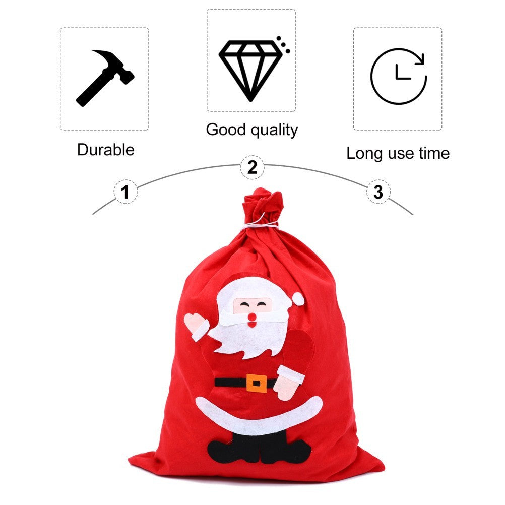 Santa Claus Christmas Gift Bag Reusable Drawstring Present Pouch Red