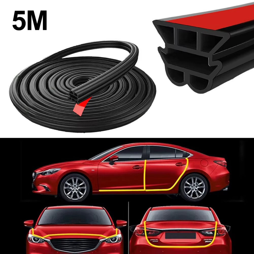 Car Door Seal Strip 5M 3 Layer Rubber Weatherstrip Soundproof Universal