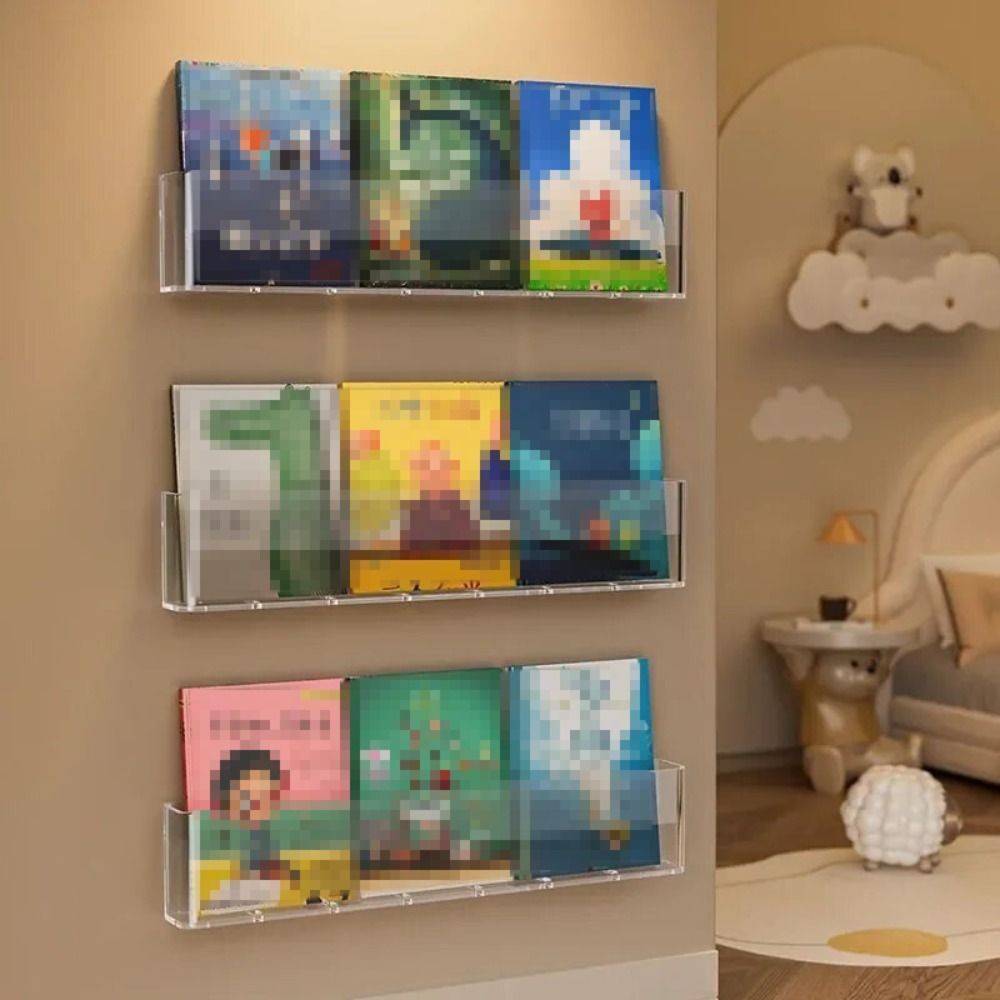 1/2/3X Plastic Picture Book Display Stand Transparent Bookshelf  Children's Wall