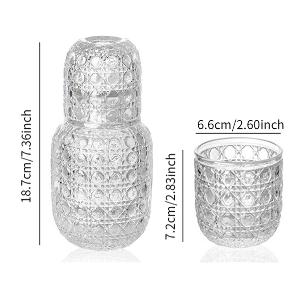 Bedside Water Bottle Set Glass Carafe Ice Tea Jug Pitcher with Cup