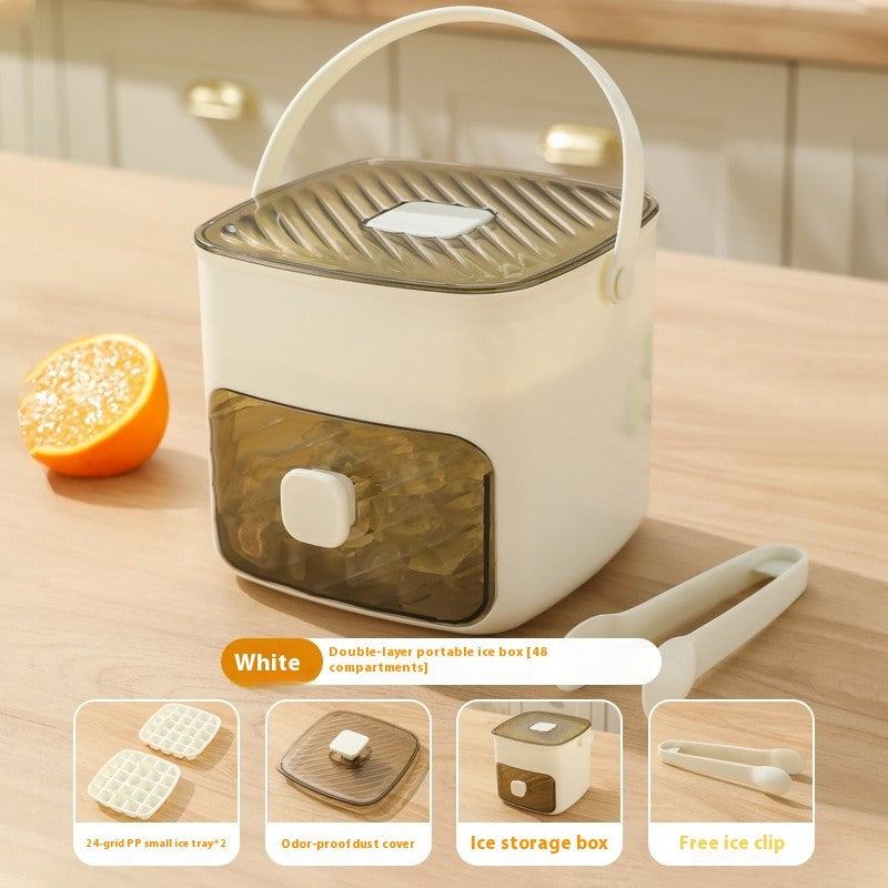 Press Type Ice Cube Tray Ice Making Box Large Capacity Easy Release with Handle