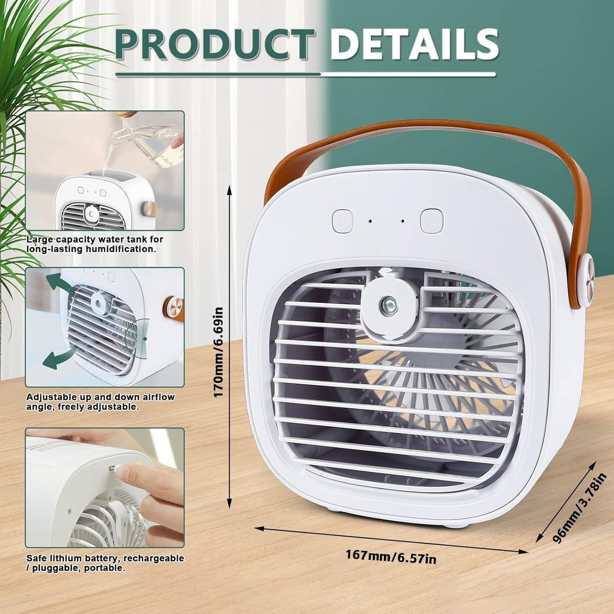 Portable Air Cooler, Mini Personal Air Conditioner, 2 in 1 Small Evaporative