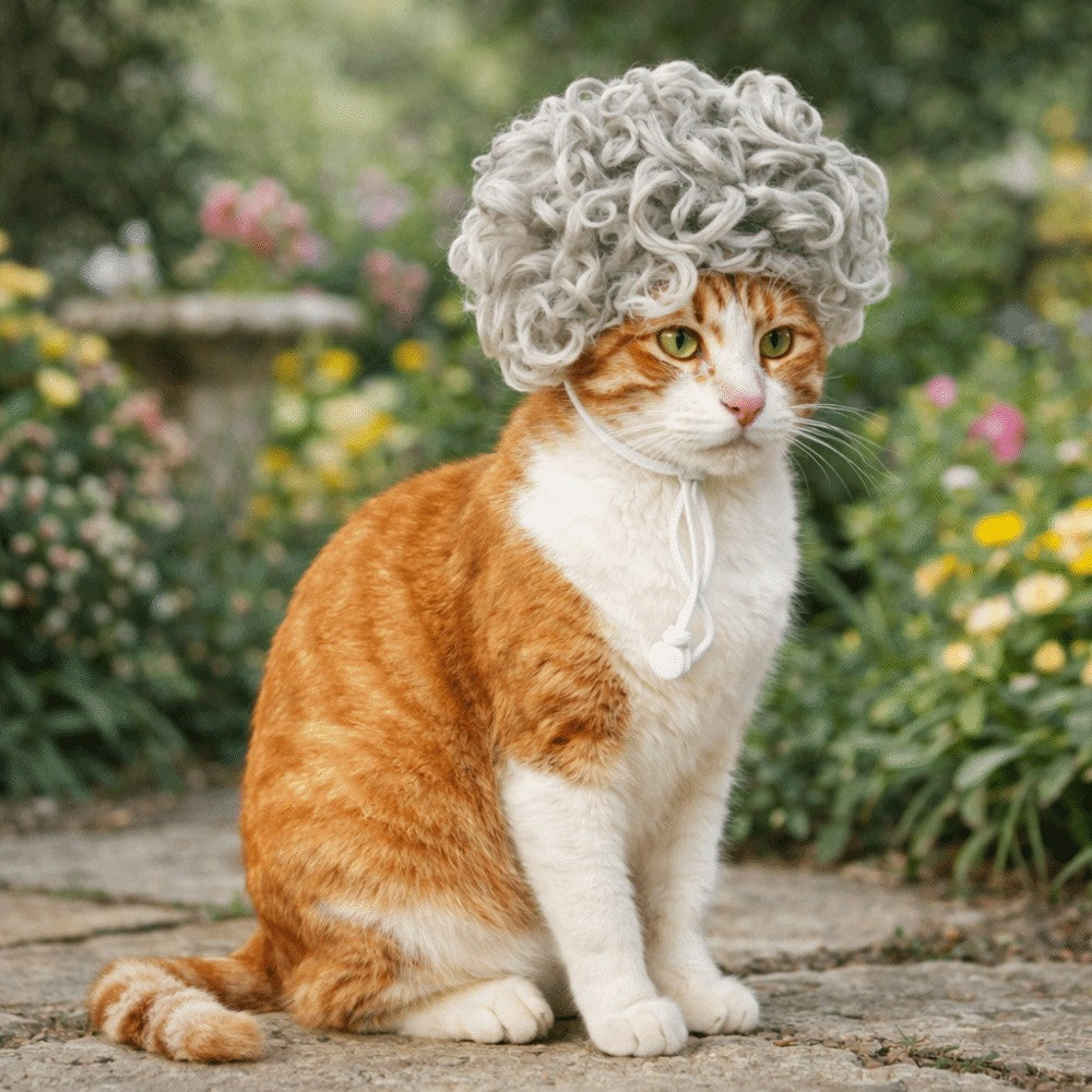 Curly Pet Wig Small Dog Cat Cosplay Headpiece Funny Dressing Hair Halloween Prop