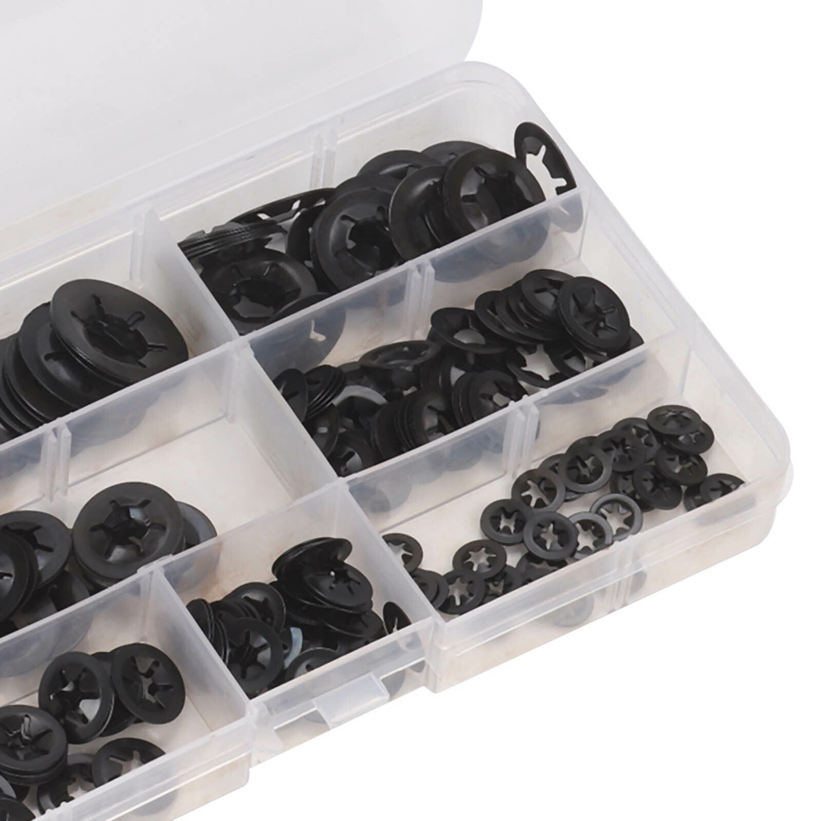 280/340Pcs Starlock Washers Push On Lock Star Tooth Grab Fastener Clips Lock Set