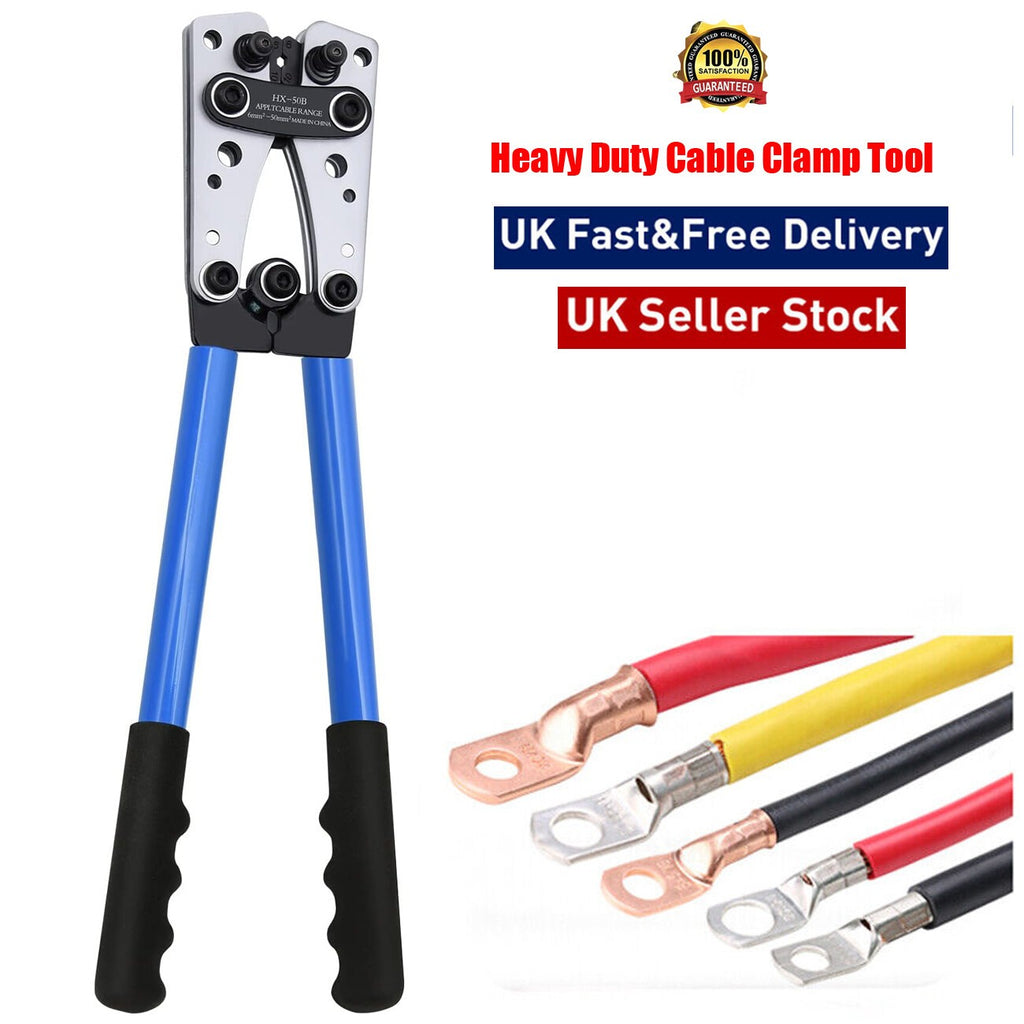 Heavy Duty Battery Cable Crimping Tool Wire Lugs Crimper Terminal Copper Lug Kit