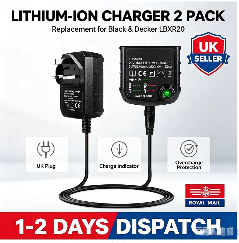 2pcs  Charger Lithium-Ion Replacement for Black & Decker LBXR20 14.4V 18V 20V