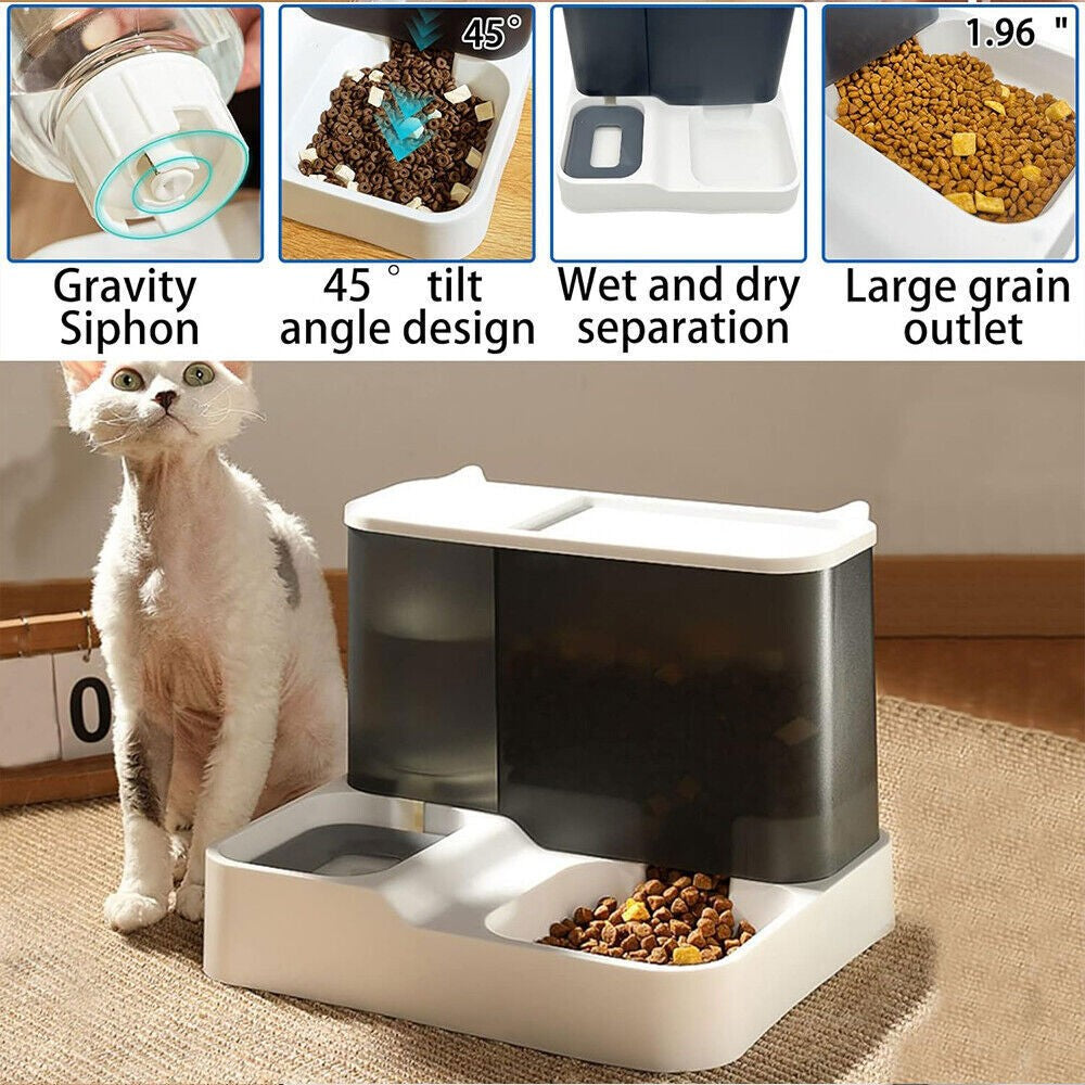 2 in 1 Automatic Cat Feeder Water Dispenser Dry Wet Pet Dog Puppy Food Dispenser