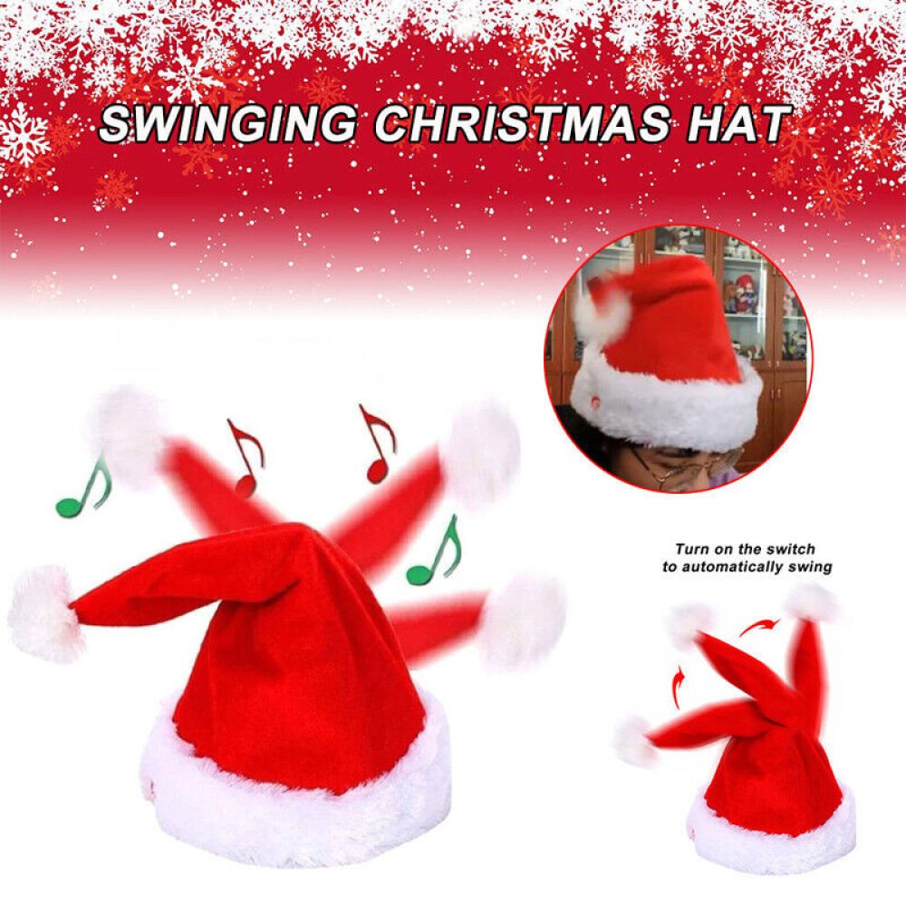 Christmas Xmas Novelty Santa Hat Cap For Musical Singing Moving Dancing Toy Gift