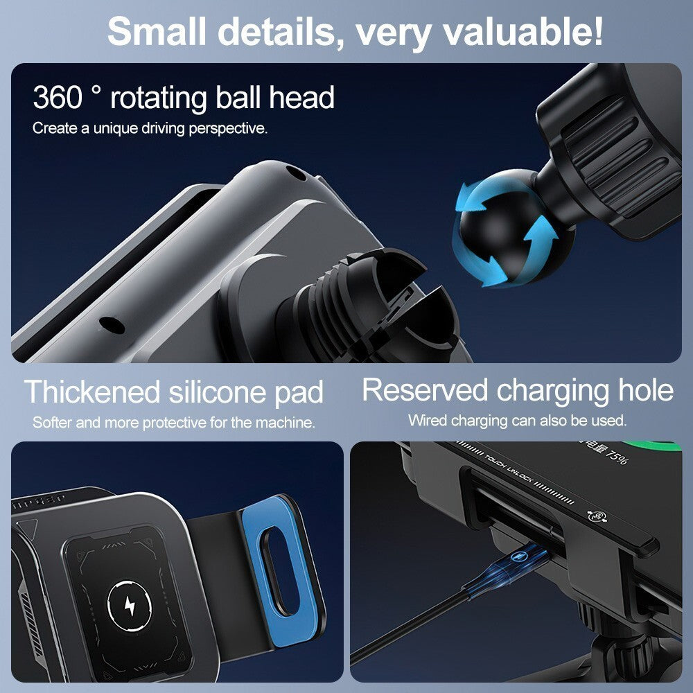 15W Wireless Charger Car Phone Mount Holder Air Vent Fast Charging Rotating UK