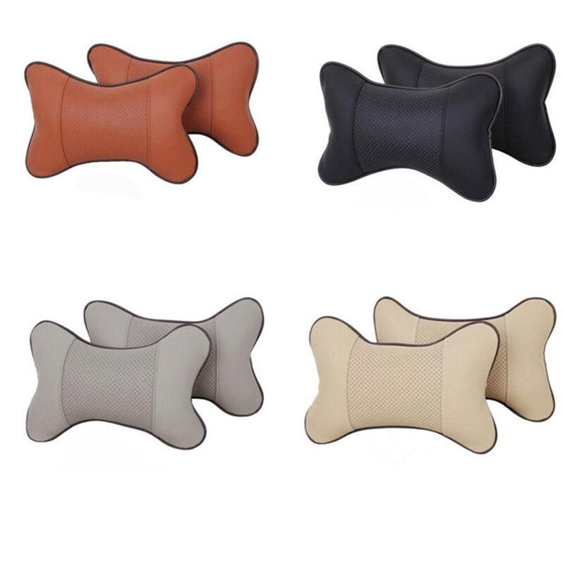1/2x Cars Seat Head Neck Rest Leather Support Cushion Pad HeadRest Bone Pillow