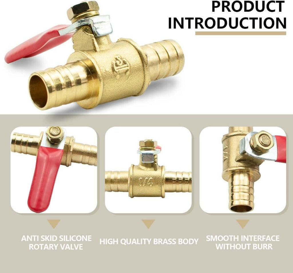 4Pcs Brass In Line Fuel Tap 8mm 5/16in Superior Seal Valve For Lawn Mower Engine