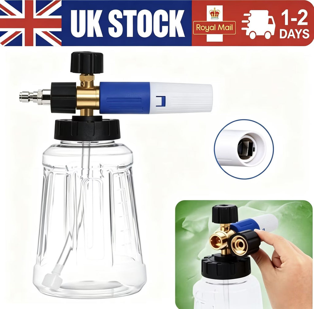New 1L 1/4 Quick Release Snow Foam Lance Pressure Washer Gun Soap Bottles Cannon