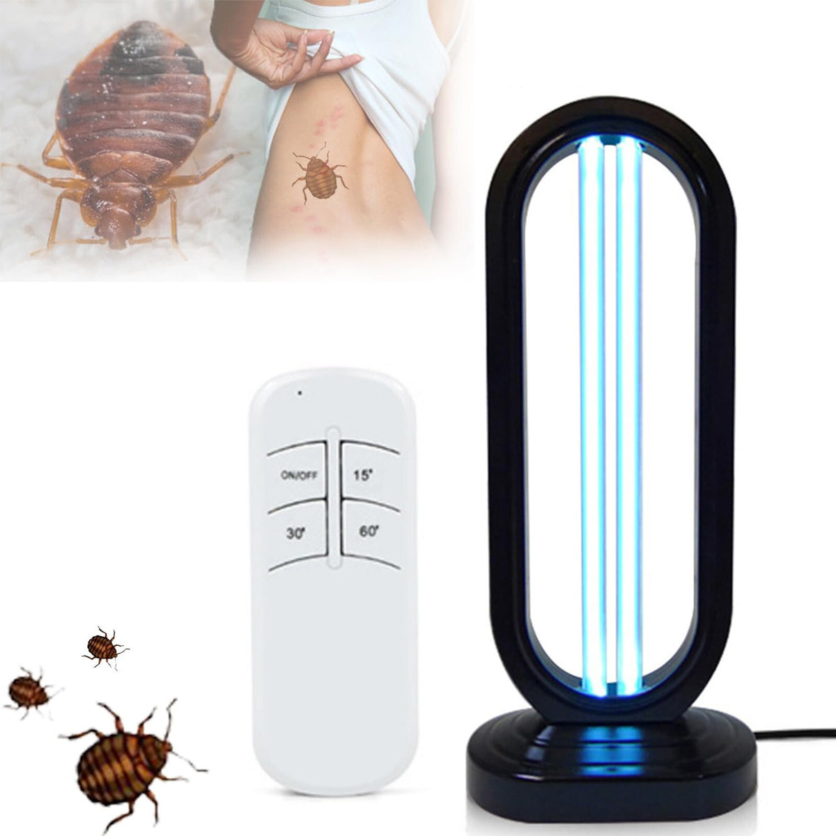 For Bedroom Cleaning UV Bed Bug Killer Lamp With Remote Control 3 Timer Settings