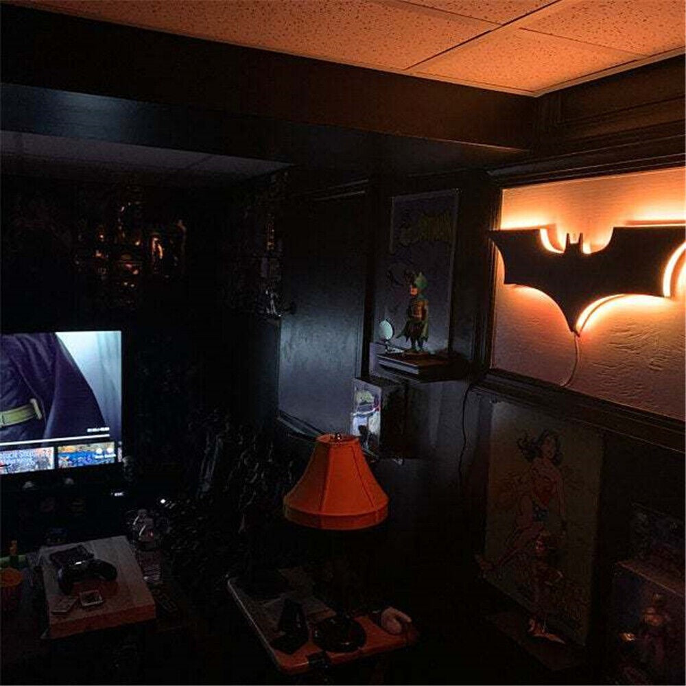 LED Wall Light Superhero Bat Signal Gaming Bedroom USB Neon Night Lamp Decor