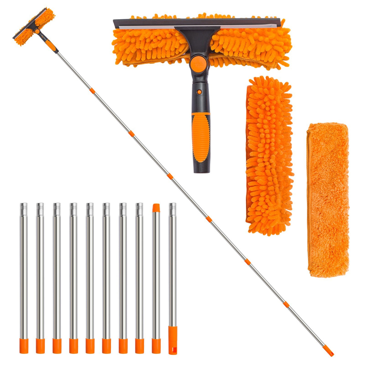 Extendable Telescopic Window Cleaner 2 in 1 Glass Washing Squeegee Tool