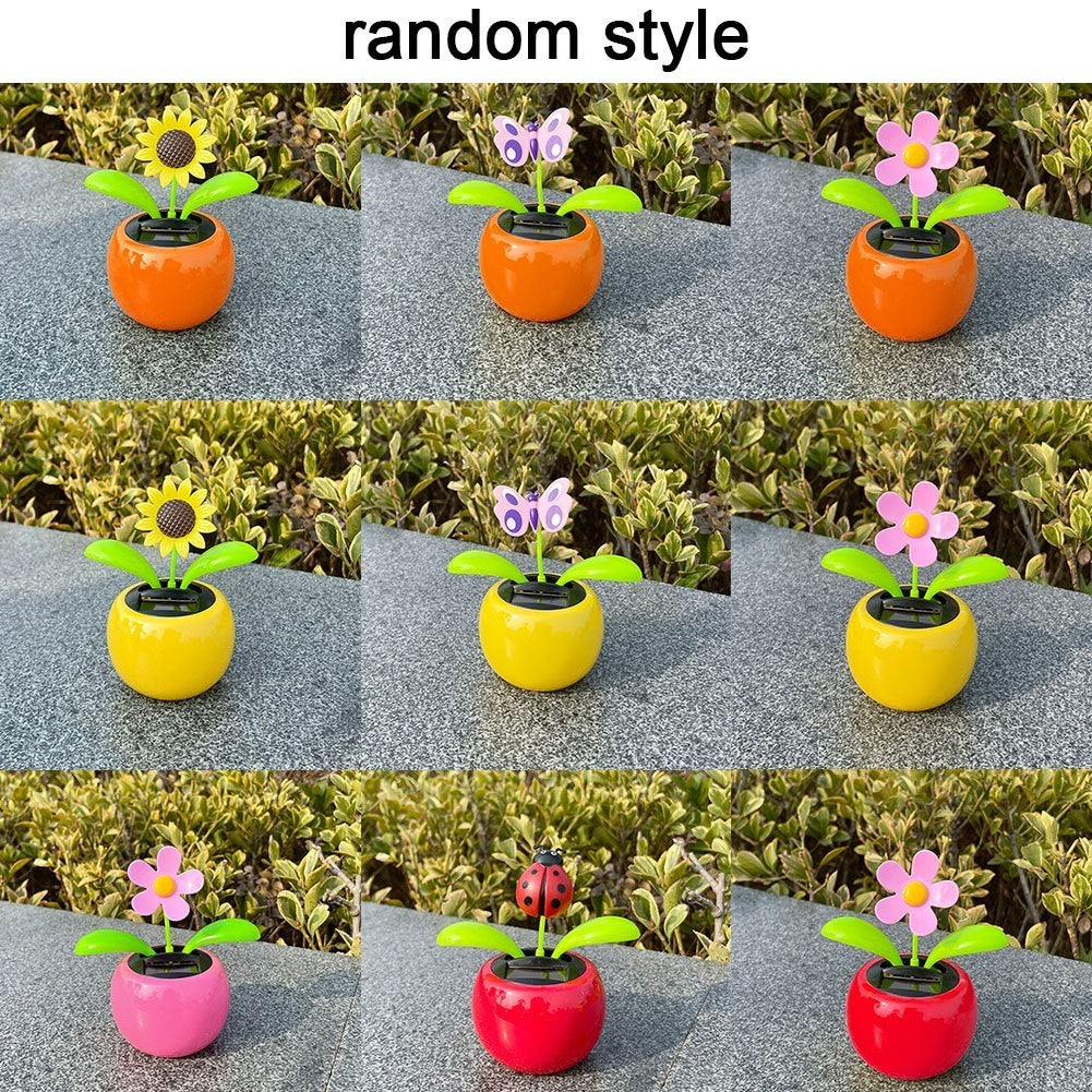 Pack of 4 Solar Powered Bubble Head Dancing Flowers for Office and Car Decor