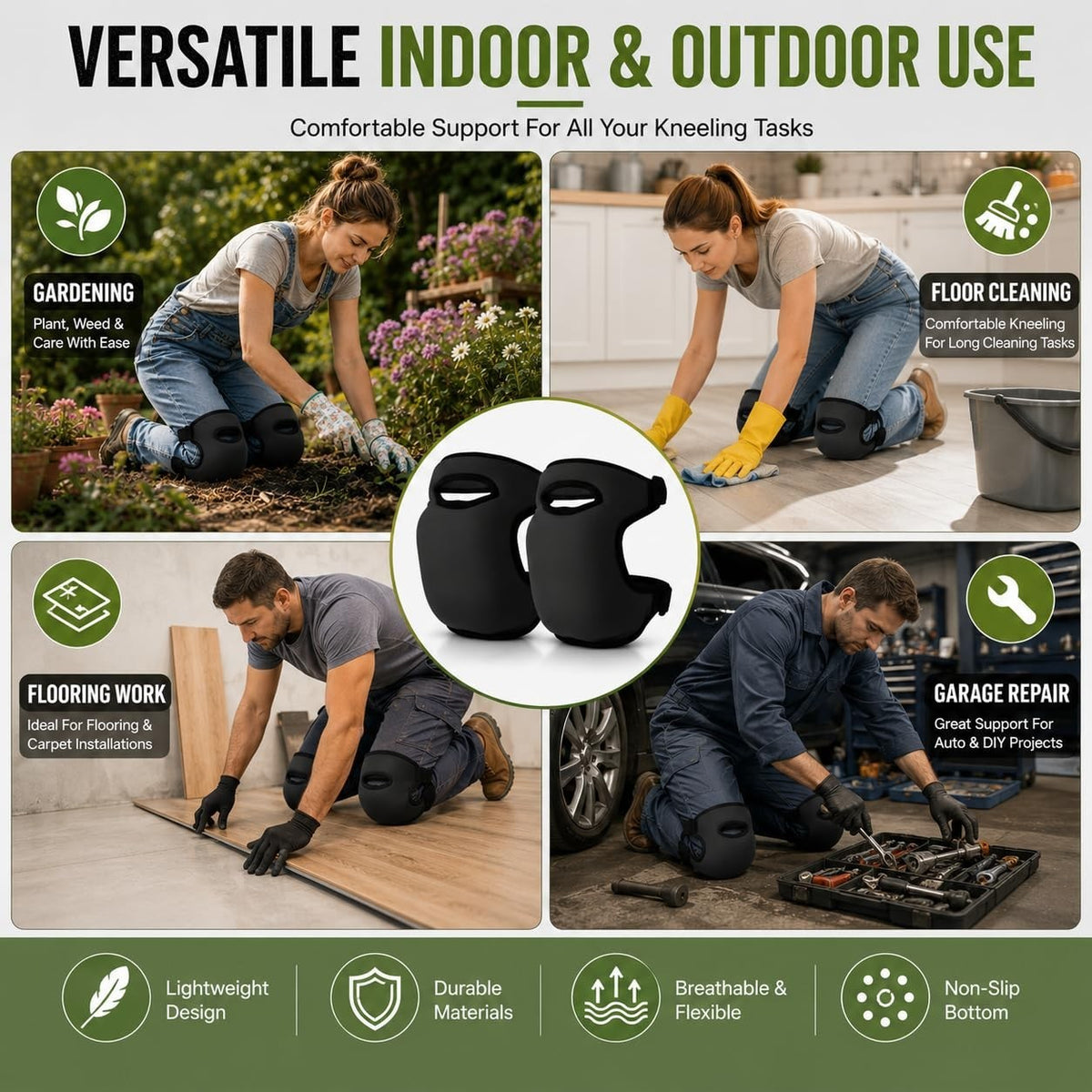 1 Pair Garden Knee Pads Sponge Anti-Slip Waterproof Knee Mat Pad for Gardening