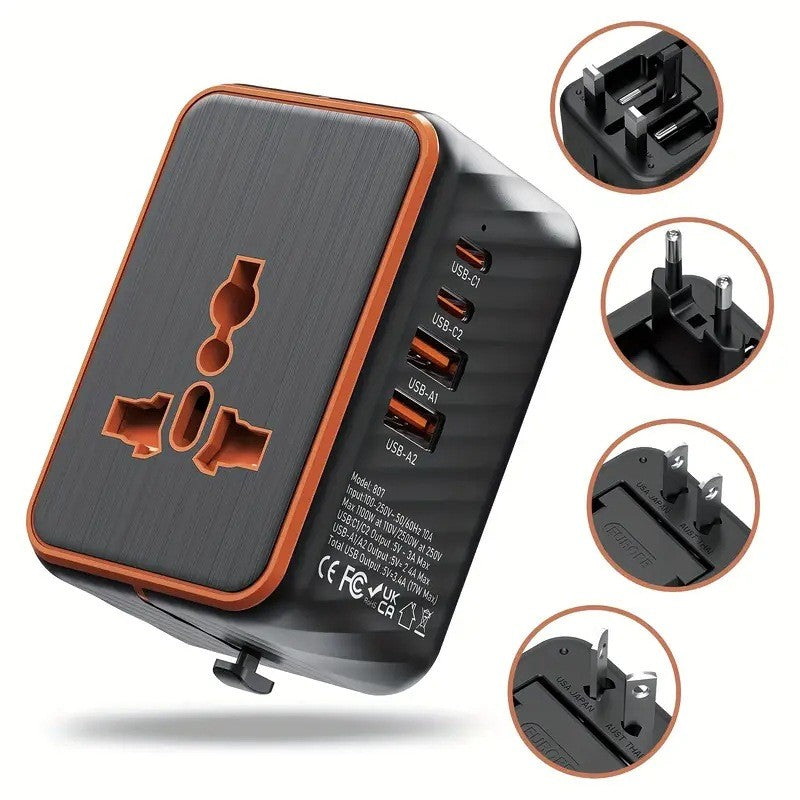 Travel Adapter Worldwide Plug UK EU US with USB-C Port Fast Charger Universal UK
