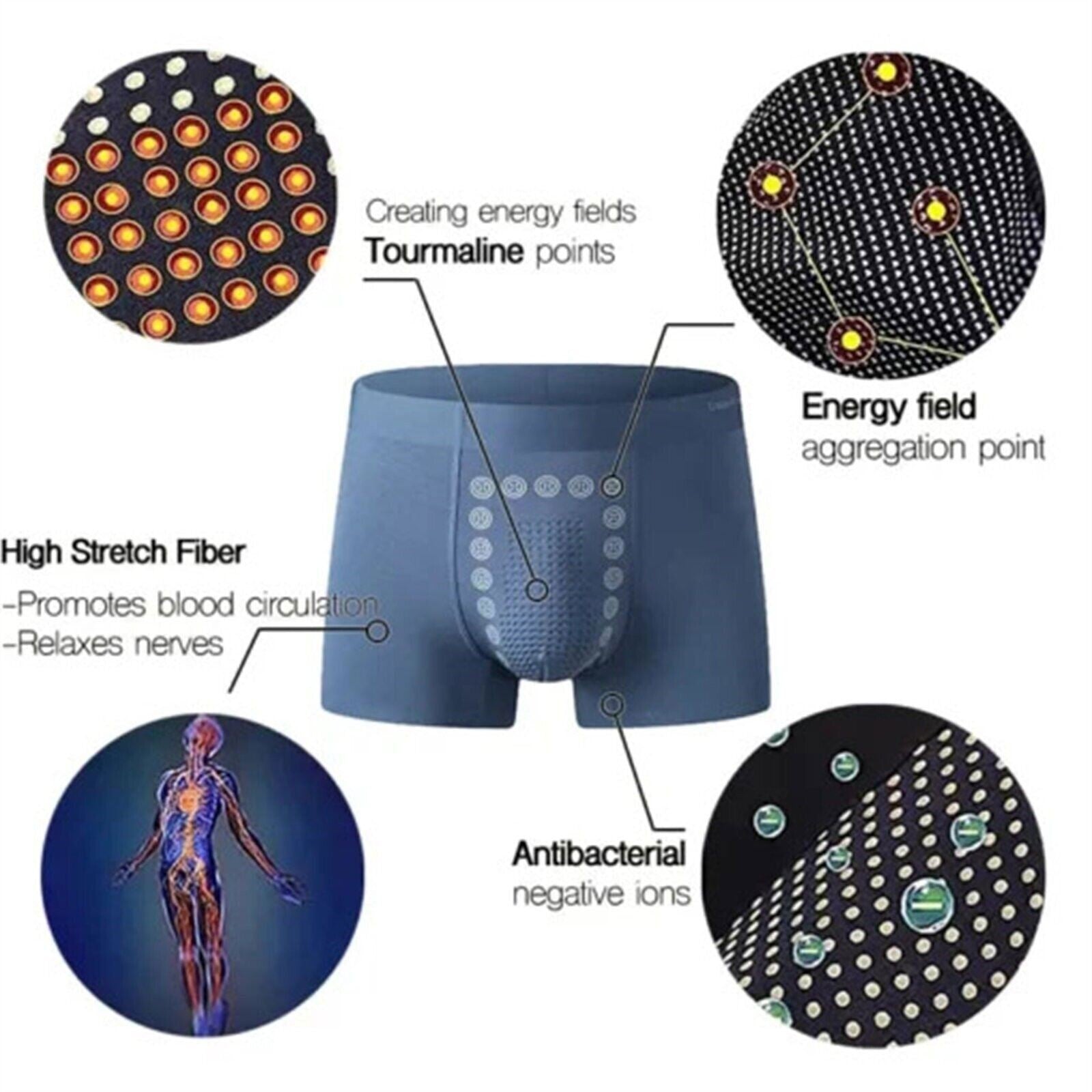 6 Pack Energy-Field-Therapy Men'S Underwear,Magnetic Therapy Energetic Men Pant