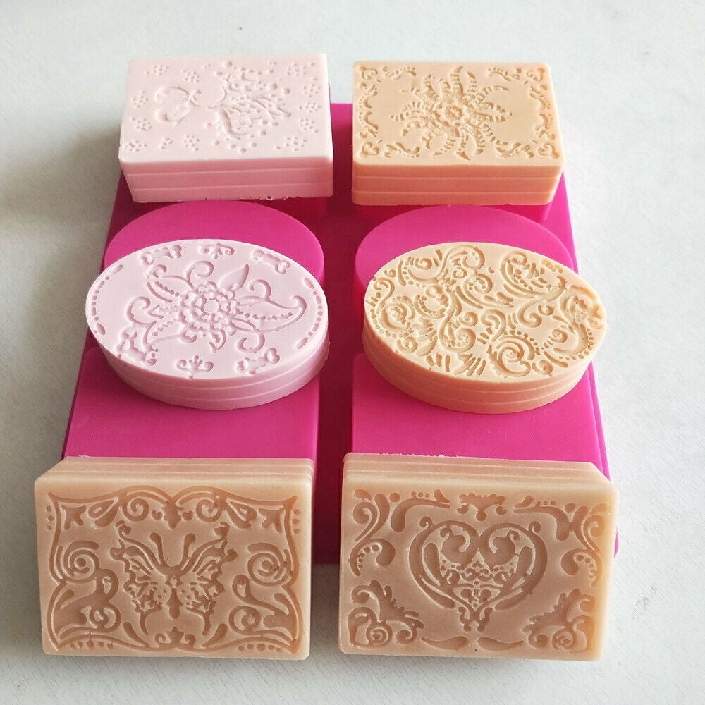 DIY Silicone Soap Mold 6 Forms Oval Rectangle Cake Mould Homemade Making Craft