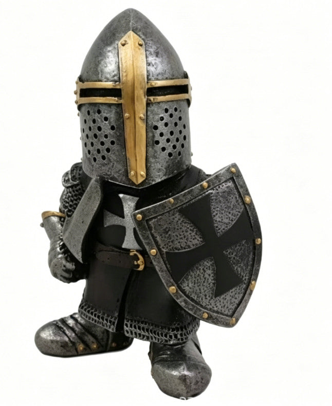 Knight Gnomes Guard Resin Sculpture Ornament Garden Home Decor Templar Gothic