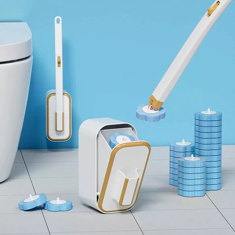 UK Disposable Toilet Brush Set Toilet Bowl Cleaning System Cleaners with Refills