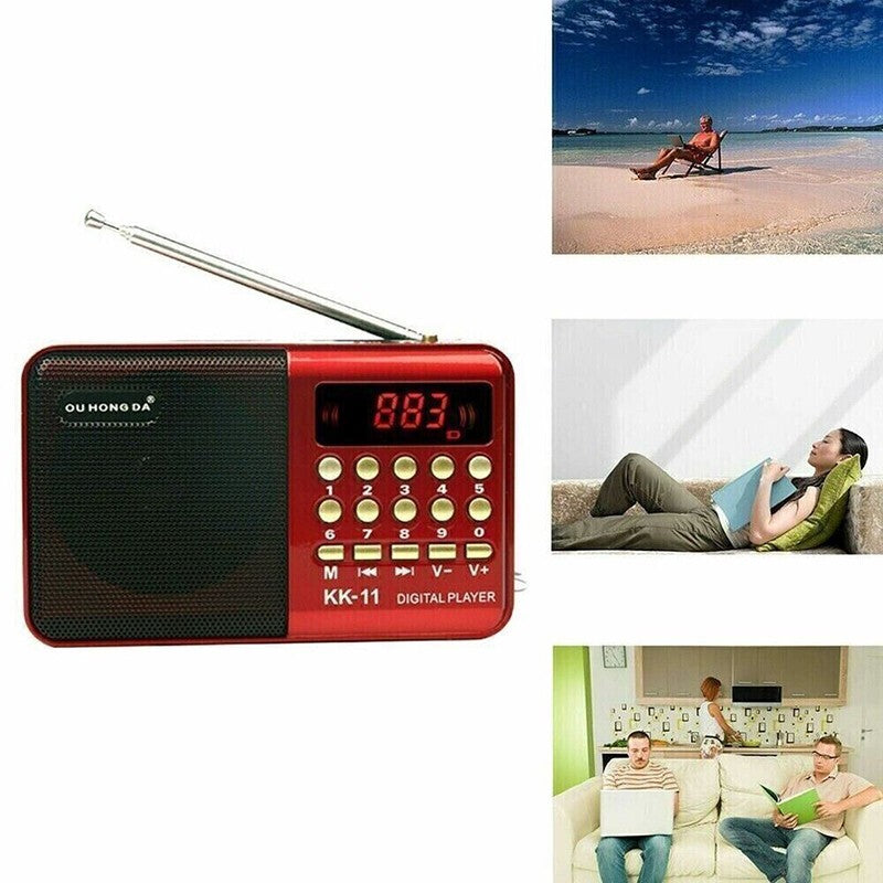 Rechargeable Mini Digital Portable Radio USB FM MP3 Music Player SD Card Speaker