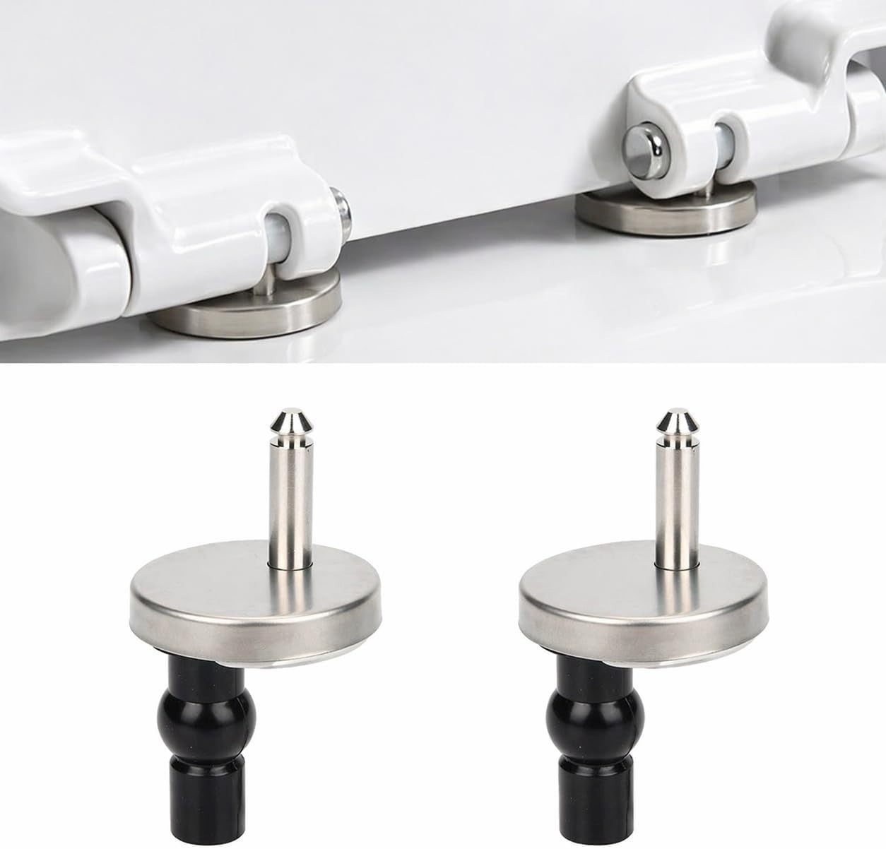 Toilet Seat Hinges 2PC Universal Replacement Fittings Chrome Silver Bathroom