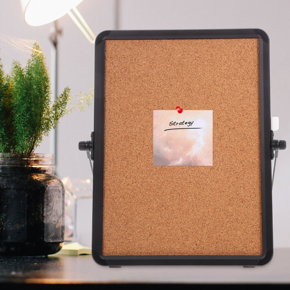 Desktop Message Board Fabric Memo Bulletin Display Stand Cork Small for
