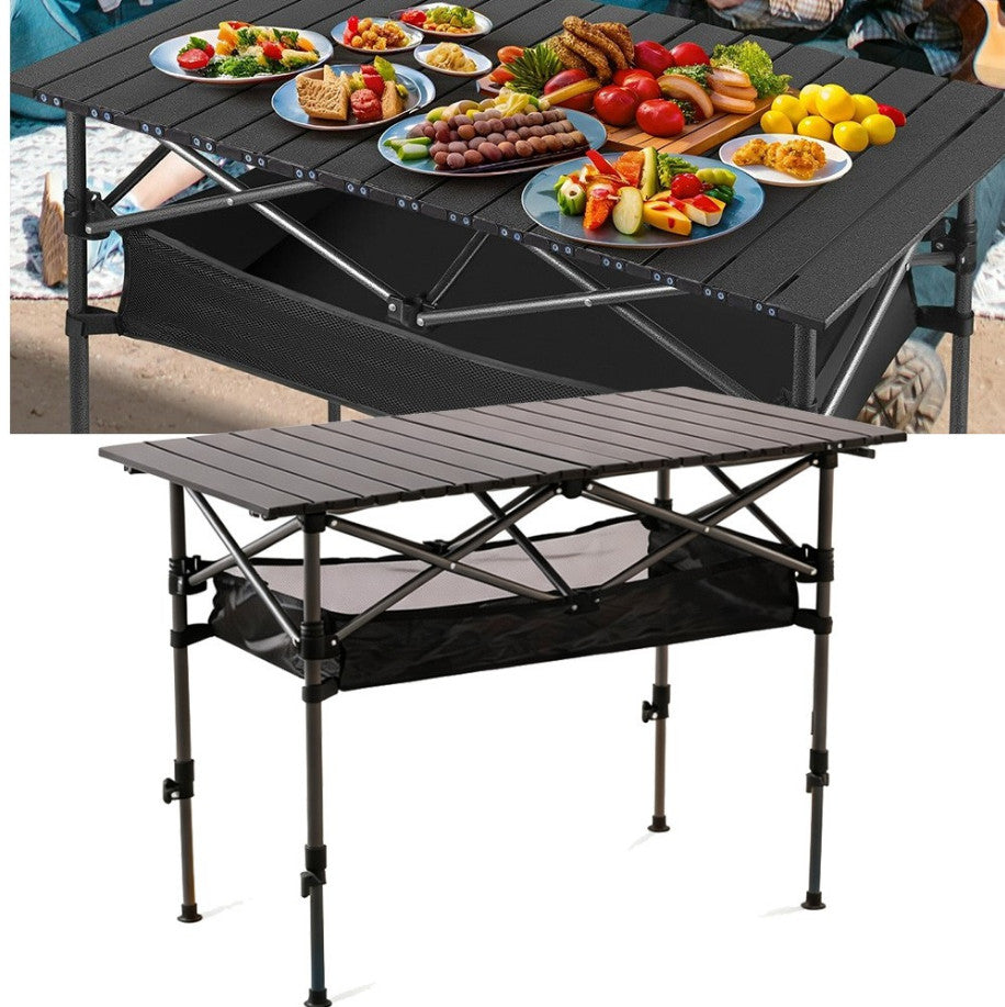 120CM Roll Up Camping Table Foldable Height Adjustable Outdoor Picnic Table